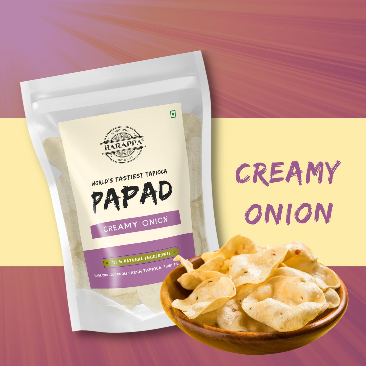 Tapioca Sabudana Papad / Appalam - Creamy Onion
